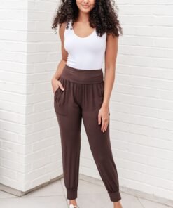 Always Accelerating Joggers in Espresso - Fashion Are Us 