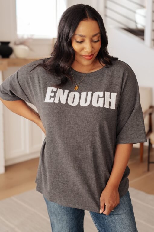 Always Enough Graphic Tee in Charcoal - Fashion Are Us, LLC