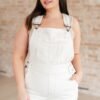 Anna High Rise Garment Dyed Cutoff Shortalls in Ecru - Fashion Are Us, LLC