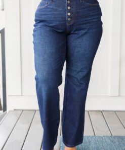 Arlo High Rise Button-Fly Straight Jeans - Fashion Are Us, LLC