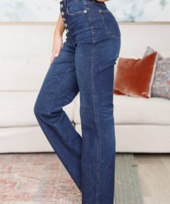 Arlo High Rise Button-Fly Straight Jeans - Fashion Are Us, LLC